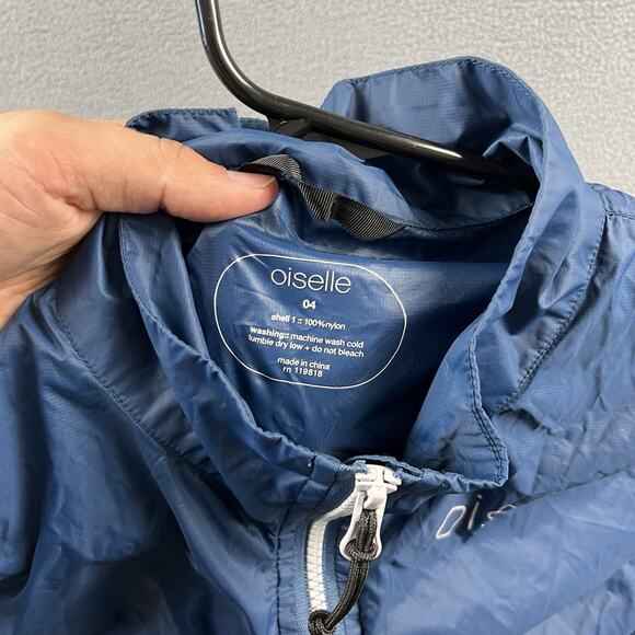 Oiselle Jacket Womens 4 Blue Full Zip Lightweight Hooded Windbreaker Outdoor - Picture 7 of 9